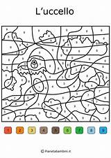 Colora Conta Numeri Pianetabambini Stampare Base Schede Didattiche Calcola Colori Difficili Difficile Uccello Bacheca Sugli sketch template