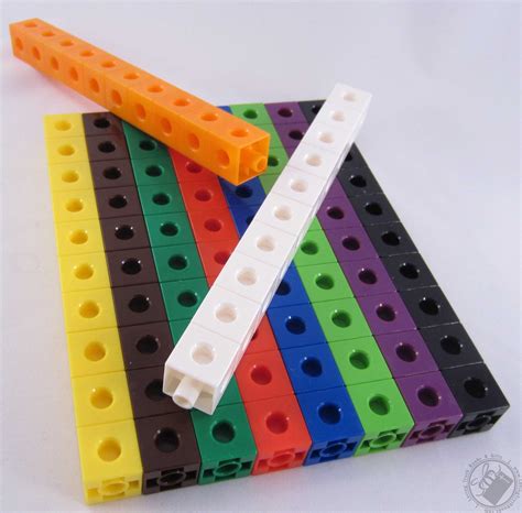 set  linking cubes linking colorful counters hands  math