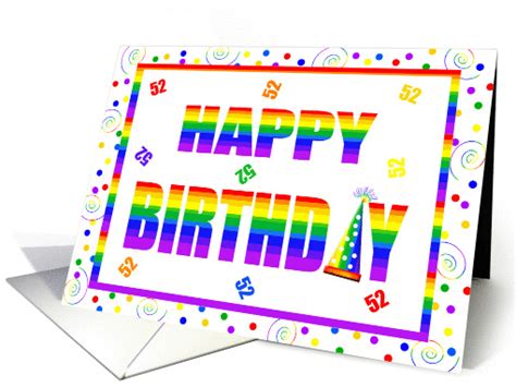 year  happy birthday rainbow  hat confetti card