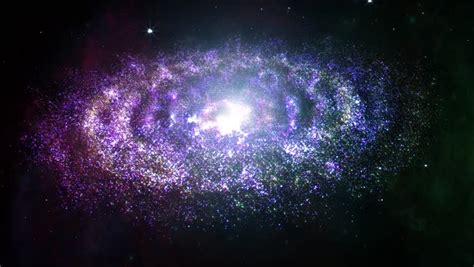 Galaxy Rotating With Cluster Of Stars As Animated Deep