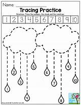 Numbers Worksheets Preschool Raindrops Tracing Clouds Trace Weather Writing Practice Math Counting April Theme Straight Preschooler Worksheet Cloud Lines Activity sketch template