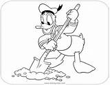 Coloring Donald Pages Disneyclips Duck Digging Dirt Shovel sketch template