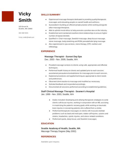 Resume For Massage Therapist With No Experience Resume Examples