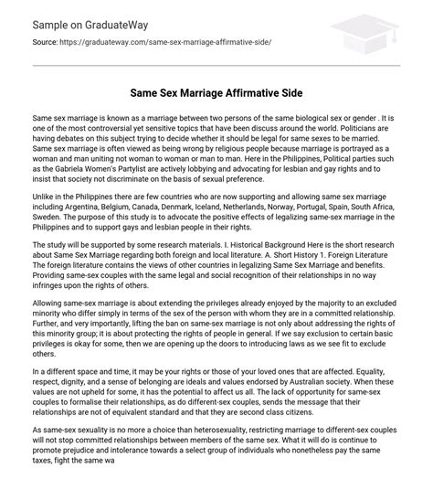 ⇉same sex marriage affirmative side argumentative essay essay example