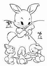 Coloring Kids Pages Rabbit Color Family Children Justcolor sketch template