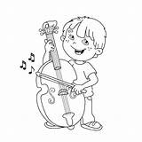 Cello Coloring Playing Outline Boy Musical Kids Instruments Cartoon Trombone Guitar Da Colorare Violoncello Electric Drawing Music Disegno Musicali Book sketch template