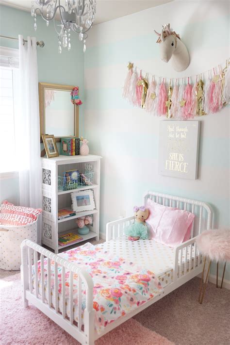 toddler girl room decor mint pink nursery unicorn gold accents