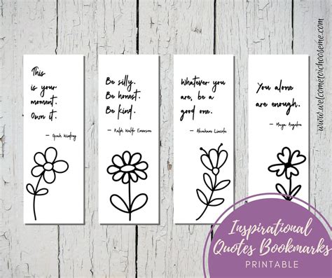 Printable Inspirational Quotes Bookmarks Set Of Four Bookmarks Etsy