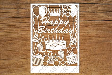 happy birthday card svg files  silhouette cameo  cricut