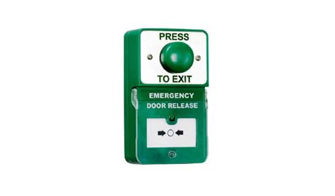 dual unit green domed press  exit  emergency door release fingerprint access control