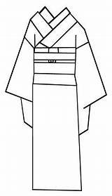 Kimono Japanese Outline Pages Kids Colouring sketch template