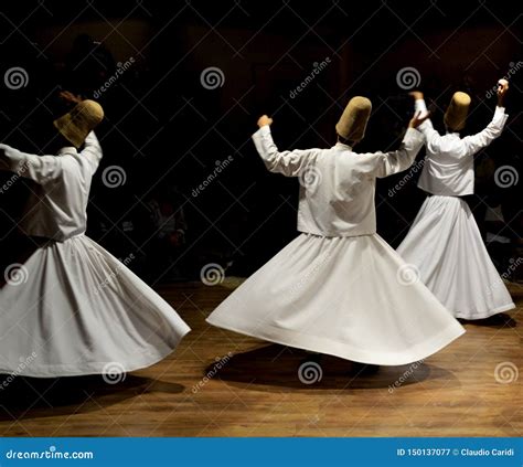 sufi  whirling dervishes show cappadocia turkey stock image