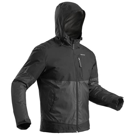 sh  warm mens waterproof jacket black quechua decathlon