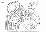 Predator Draw Step Drawing Mortal Kombat Tutorial Tutorials Drawingtutorials101 Artwork sketch template