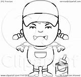 Angry Painter Girl Clipart Cartoon Outlined Coloring Vector Thoman Cory Royalty sketch template