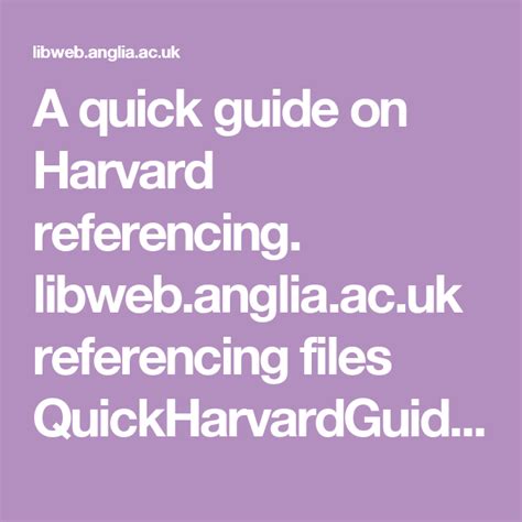 quick guide  harvard referencing libwebangliaacuk referencing