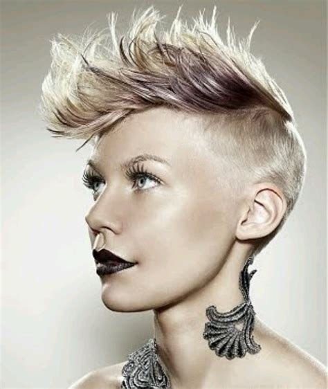half shaved short punk hair mohawk hairstyles for women
