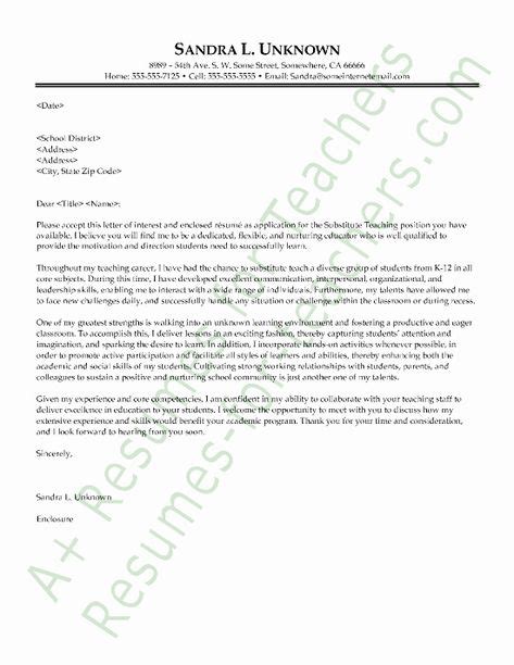 letter  interest teacher   cover letter sample substitute