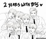 Bts Coloring Pages Vkook Bangtan Printable Chibi Anniversary Boys Army Drawing Kpop Template Boy Group Fanart Sketch sketch template