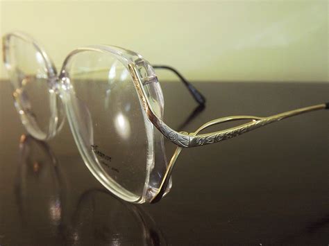big womens eyeglasses funky 1980s white see through clear and gold