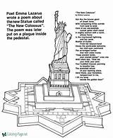 Liberty Statue Coloring Poem Pages Kids Printable Quote Grade Book Lady Inscription American 1st Colossus Symbols Patriotic Quotes Clipart Cliparts sketch template