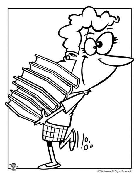 librarian coloring page library activities color activities