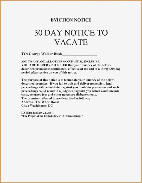 notice  vacate letter  tenant template collection letter template
