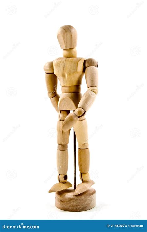 wooden action figure stock  image