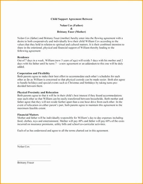 temporary custody agreement template  child custody letter sample