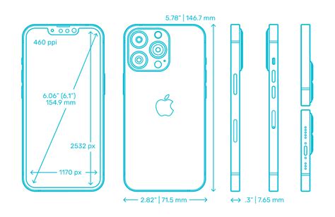apple iphone  pro  gen dimensions drawings dimensionscom