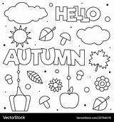 Autumn Coloring Hello Vector sketch template