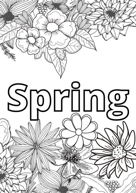 spring colouring pages  pages   designs etsy