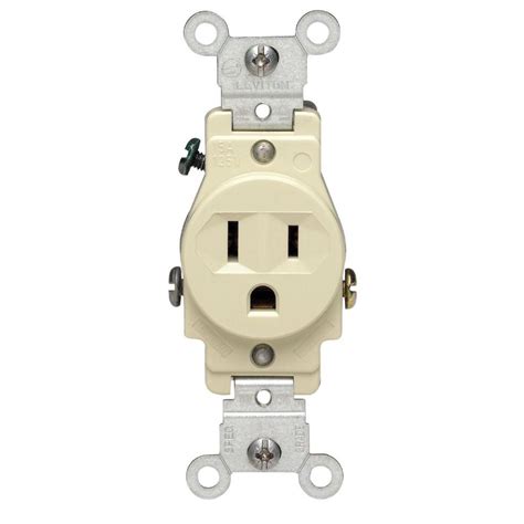 leviton  amp commercial grade grounding single outlet ivory    home depot