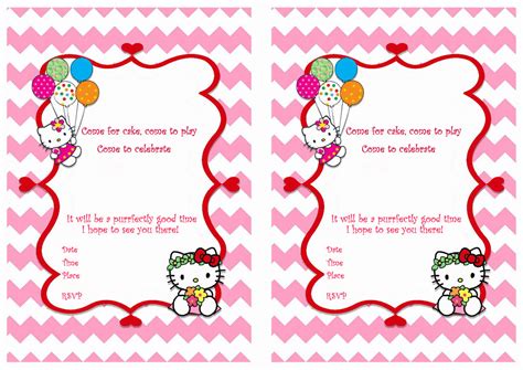 kitty birthday invitations birthday printable