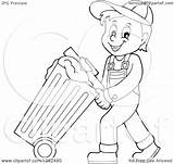 Garbage Man Cartoon Trash Bin Clipart Pushing Rolling Illustration Royalty Visekart Vector Clipground sketch template