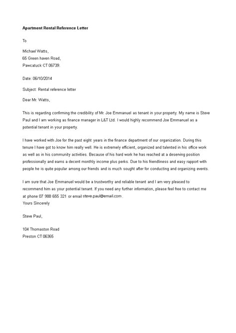 apartment rental reference letter   create  apartment rental