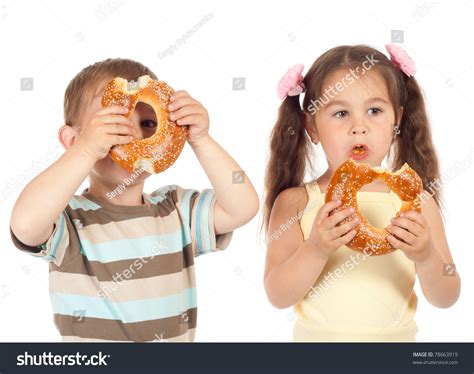children eating bagels stock photo  shutterstock