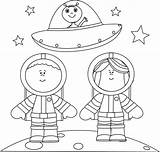 Space Astronauts Moon Clipart Astronaut Outline Coloring Ufo Clip Outer Pages Theme Printable Kids Mycutegraphics Girl Vesmír Graphics Cute Transparent sketch template