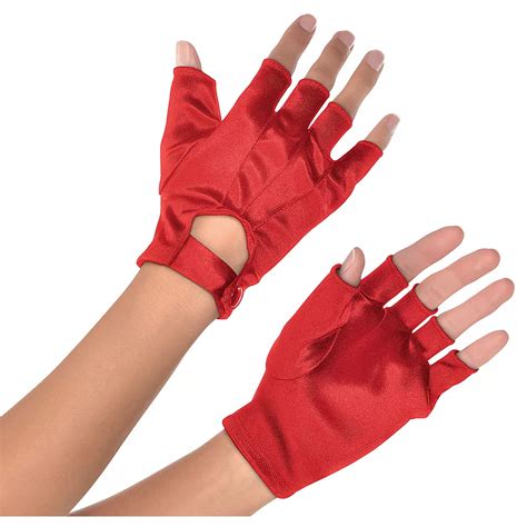adult red fingerless gloves party city
