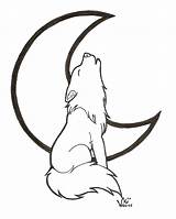 Wolf Drawing Easy Line Howling Head Coloring Moon Pages Choose Board Cute Anime Color sketch template