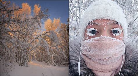 ever seen frozen eyelashes photos of the coldest village with 62°c