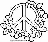 Flower Power Drawing Coloring Pages Hippie Getdrawings sketch template