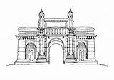 India Gateway Sketch Mumbai Vector Historical Preview Illustration Stock sketch template