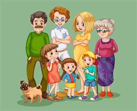 happy family member cartoon character  vector art  vecteezy