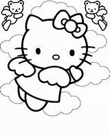 Kitty Hello Coloring Pages Fly Angel Sky sketch template