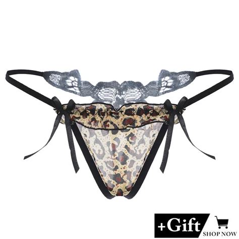 Sexy Erotic Leopard Panties Women G String Sexy Briefs Crotchless