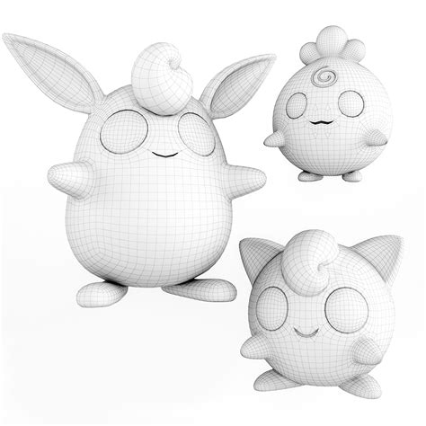 Pokemon Igglybuff Jigglypuff Wigglytuff Modelo 3d 5 Max Obj