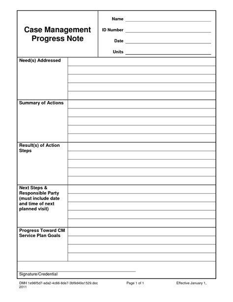 case notes template case management progress note  case notes