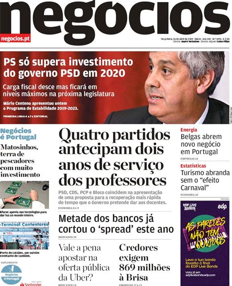 capa jornal de negócios 16 abril 2019 capasjornais pt