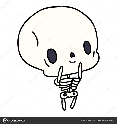 cartoon kawaii cute dead skeleton — stock vector